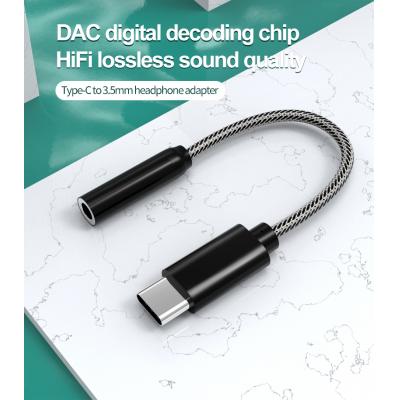 HIFI AUDIO DAC headphone adapter 32bit 384kHz usb type c to 3.5mm audio headphone jack adapter for Samsung Huawei OnePlus